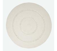 HOMESCAPES Natural Crochet Rug Handwoven Cotton Braided Mat Reversible 120 cm Round Rug for Living Room & Bedroom