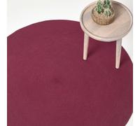 (120 cm Round, Plum) Handmade Woven Braided Rug