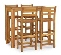 (120 cm table length 5 piece, bar chairs with backrest) vidaXL Solid Wood Acacia Garden Dining Set 120/60 cm 3/5/7 Piece Multi Models