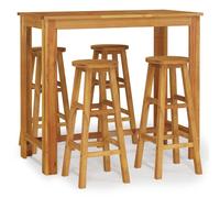 (120 cm table length 5 piece, bar stools with round seat) vidaXL Solid Wood Acacia Garden Dining Set 120/60 cm 3/5/7 Piece Multi Models