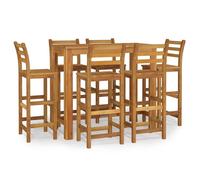 (120 cm table length 7 piece, bar chairs with backrest) vidaXL Solid Wood Acacia Garden Dining Set 120/60 cm 3/5/7 Piece Multi Models