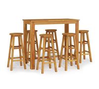 (120 cm table length 7 piece, bar stools with round seat) vidaXL Solid Wood Acacia Garden Dining Set 120/60 cm 3/5/7 Piece Multi Models