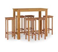 (120 cm table length 7 piece, bar stools with square seat) vidaXL Solid Wood Acacia Garden Dining Set 120/60 cm 3/5/7 Piece Multi Models