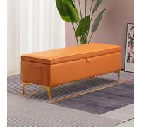 120 cm Upholstered Storage Ottoman Bench with Side Pocket Rectangular Footstool for Entryway Lift Top Seat Perfect for Bed End Stylish & Functional Storage Solution