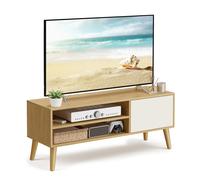 120 cm Wide TV Stand Cabinet, for TVs up to 55 Inches, Natural Oak + Cream White