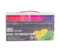 120 Colors Dual Tip Brush Pens Art Markers Set with and Fine Tips for Drawing Sketching Coloring Calligraphy Hand Lettering Journaling Planner Projects - Comfortable Grip Well Package Vibrant Ink Chil