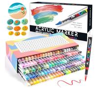 120 Colours Acrylic Paint Pens Set - Direct Liquid Paint Markers with Soft Brush Tip for Rock, Wood, Glass, Fabric, Ceramic, DIY Crafts & Art Projects
