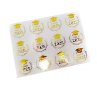 120 Count Gold Foil Graduation Hat Sticker 40mm Clear PET Seal for Seal Envelope Card Packaging Party Decoration Graduation