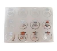 120 Count Gold Foil Graduation Hat Stickers, 40mm Clear PET Seal Sticker for Seal Envelope Card Packaging Party Graduation Decorations