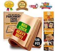 120 Count Non-Stick Pre-Cut Parchment Sheets - 12x16 Inch for Hassle-Free Baking