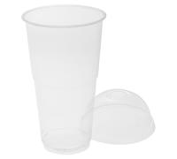 URBN-CHEF 16oz 500ml Clear BioWare Plastic Smoothie Slush Cups & Lids