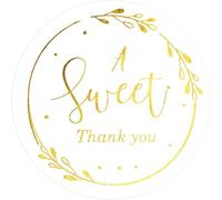 120 Gold Thank You Stickers | Round Personalized Labels for Packaging Wedding Birthday Favors | Foil Seals for Gift Wrapping Envelopes