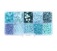 120 Grams DIY Bracelet Making Kit with Mixed Glass Beads, Sequins & Supplies for Jewelry Crafting, Keychains, Gifts for All Ages (Blue)
