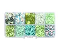 120 Grams DIY Bracelet Making Kit with Mixed Glass Beads, Sequins & Supplies for Jewelry Crafting, Keychains, Gifts for All Ages (Green)