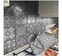 120 Grey Tile Stickers Victorian Mosaic Transfers Cover 4x4 10x10cm Kitchen | Bathroom Kitchen Stick On Wall Peel N Stick Tile Style Decals (120 Individual Stickers)