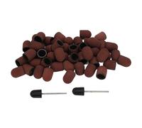 120 Grit Nail Drill Bits Set | Skilled Sanding Caps for Manicure & Pedicure | High Efficiency Nail Art Polishing/Grinding Bands | 50 Caps + 2 Shafts