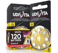 120 Hearing Aid Batteries Size 10 Udivita PR70 (Yellow) Zinc-Air Hearing Evolution with Phono Pulse Technology - 15 Blisters of 8 Batteries