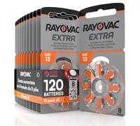 120 Rayovac Extra Size 13 Hearing Aid Batteries. - 15 Blisters of 8 Batteries
