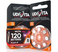 120 Hearing Aid Batteries Size 13 Udivita PR48 (Orange) Zinc-Air Hearing Evolution with Phono Pulse Technology - 15 Blisters of 8 Batteries