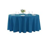 120 inch Round Tablecloth Washable Polyester Table Cloth Decorative Table Cover for Wedding Party Dining Banquet（120 inch, Mediterranean Blue）