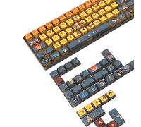 120 Key PBT Pudding Keycap Set ASA Profile with Transluscent PC Layer Dye-Sub Aboriginal Theme for 61/68/84/87/100/104Key TKL Cherry MX Gateron Kailh Cross Type Switch ANSI Mechanical Keyboard(Blue)