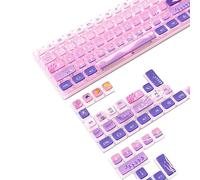 120 Key PBT Pudding Keycap Set ASA Profile with Transluscent PC Layer Dye-Sub Dreamy Sea Theme for 61/84/87/98/100/104Key TKL Cherry MX Gateron Kailh Cross Type Switch ANSI Mechanical Keyboard(Purple)