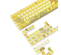 120 Key PBT Pudding Keycap Set ASA Profile with Transluscent PC Layer Dye-Sub Fruit World Theme for 61/84/87/98/100/104Key TKL Cherry MX Gateron Kailh Cross Type Switch ANSI Mechanical Keyboard(Lemon)