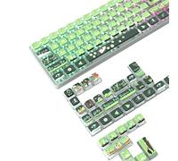 120 Key PBT Pudding Keycap Set ASA Profile with Transluscent PC Layer Dye-Sub Jungle Theme for 61/68/84/98/100/104Key TKL Cherry MX Gateron Kailh Cross Type Switch ANSI Mechanical Keyboard DIY(Green)