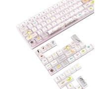 120 Key PBT Pudding Keycap Set ASA Profile with Transluscent PC Layer Dye-Sub Zoo Animal Theme for 61/84/87/98/100/104Key TKL Cherry Gateron Kailh Cross Type Switch ANSI Mechanical Keyboard(Off-White)