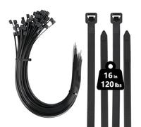 120 lbs Heavy Duty Cable Ties 100 Pack, 400 mm x 7.6 mm Black Long Zip Ties with UV Resistant, 16 inch Nylon Plastic Self Locking Cable Wrap for Tidy Wires, Home, Workshop, Garden and Outdoor
