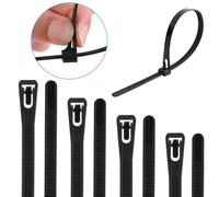 120 lbs Reusable Cable Ties 100 Pack, 200 mm x 7.6 mm Releasable Zip Ties, 8 inch Premium Nylon Plastic Tie Wraps, Heavy Duty Self Locking Cable UV Resistant for Tidy Wires, Workshop, Garden, Black