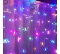 120 LED Butterfly Curtain Fairy Lights USB Plug in,8 Modes 20FT Copper Wire Firefly Twinkle String Lights with Timer/Remote for Bedroom Dorm Wedding Party(Rainbow)