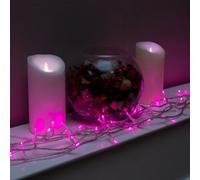 The Christmas Centre 120 LED Pink Multi-function Christmas String Lights With Clear Cable, Pink
