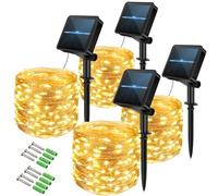 120 LED Solar Fairy Lights Outdoor, 4 Pack Total 48M/ 160Ft 480LEDS, 8 Modes with 8-Hour Timer, Outdoor Garden Lights, Waterproof String Lights, Suitable for Party, Camping, Decorations (Warm White)