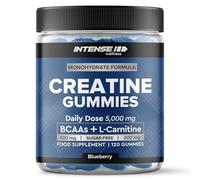 120 Max Strength Creatine Gummies 5000mg - Vegan, Sugar-Free Gummy Chews with Monohydrate, BCAA & L-Carnitine - Pre-Workout Gym Supplement for Men & Women, 30 Day Supply - Blueberry Flavour
