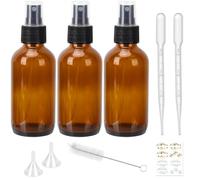120 ml Amber Glass Spray Bottles, 3 Pack 4 oz Bottles with Fine Mist Sprayers and Dust Cap for Essential Oils, Cleaning Solutions Plants Hair