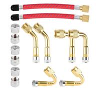 120 MM Tyre Valve Extension, Flexible Rubber Extension Tire Valve Adaptor with 6 Dust Caps for Car Tyres and 6 Angle Valve