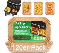 120 Pack Disposable Non-Stick Air Fryer Liners | Greaseproof Parchment Paper Sheets for Dual Basket Fryers | Compatible with Dual Zone Models (AF300UK/AF400UK/SL400UK/AF500UK)