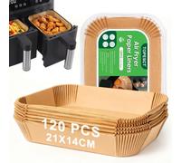 120 Pack Disposable Non-Stick Air Fryer Liners | Greaseproof Parchment Paper Sheets for Dual Basket Fryers | Compatible with Dual Zone Models (AF300UK/AF400UK/SL400UK/AF500UK)
