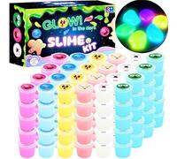 120 Pack Mini Galaxy Bulk Slime Kit for Kids, Glow in The Dark Slime with 6 Colors, DIY Slime Party Favor for Girls & Boys, Birthday Gifts, Classroom Rewards, Valentines Day Studen Bags Stuffers