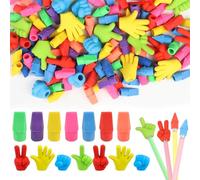 120 Pack Pencil Top Rubbers Erasers Caps Bulk 7 Assorted Colors Arrowhead Caps Pen Eraser Toppers for School, Office, Classroom, Studying Supplies