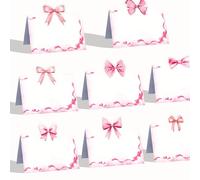 120 Pack Pink Bow Table Place Cards 2 x 3.5 Inch Cute Bow Knot Name Blank Seat Cards with 8 Unique Designs for Birthday Party Baby Shower,Weddings, Parties, and Events