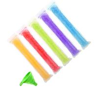 120 Pack Popsicle Mould Bags Disposable Ice Lolly Bags Ice Pop Mold Bags Plastic Ice Cream Favor Moulds Bags Candy Juice Yogurt Fruit Pouch with Zip Seal and Silicone Funnel for Homemade Popsicles