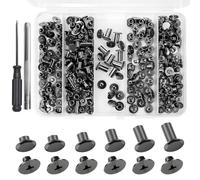 120 Pack Snap Button Kit, 6 Sizes Chicago Screws Leather Assorted Kit, for DIY Leathercraft Bags, Clothes, Jackets, Belts, etc (Leather Rivets M5 X 4, 5, 6, 8, 10, 12)