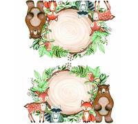 120 Pack Woodland Baby Shower Place Cards, 3.5" x 2" Foldable Table Tent Name Cards, Food Labels for Forest Animals Baby Shower Birthday Party Reception Tables Placement Party Decorations