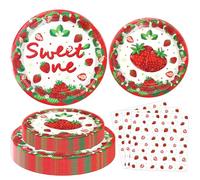 120 Packs Berry First Birthday Party Supplies - Sweet One Birthday Decor, Summer Fruit Tableware Set - Strawberry Themed Plates, Party Napkins Serves 40