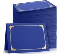 120 Packs Certificate Holders Bulk, Diploma Covers Gold Foil Border, Document Covers for Letter Size 8.5x11 Award Certificates, Cardstock, Document Papers, Paper Card Stock(Navy Blue) (Royal Blue)