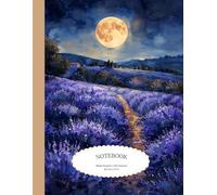 120-Page Lined Notebook, Lavender Moonlight: 8.5" x 11" Tranquil Lavender Fields Under Full Moon - Perfect for Notes, Journaling, Sketching, School or Creative Writing!