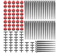 120 PCS 1/4 Inch Automatic Drip Irrigation Kit, VooGenzek 40 Adjustable Micro Dripper + 40 Tee-Connector + 40 Drip Support Stake for 4/7mm Hose Watering System, for Garden, Lawn, Greenhouse