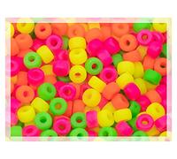 120 pcs (25g) Mix of Big Pony Bagel Czech Glass Beads, 6mm (Hole 2mm) Semi Matte Neon Mix